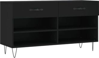 vidaXL Shoe Bench Black 102x35x55 cm Engineered Wood Vidaxl