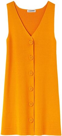 Jil Sander V-neck knitted minidress - women - Cotton/Polyamide - 34 - Orange