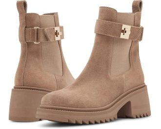 Steve Madden Gates Chelsea Womens Taupe Buckle Strap Ankle Boots RHS7754