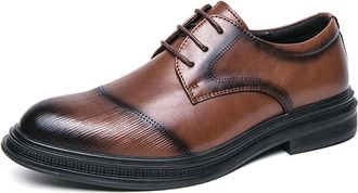 Generic Mens Oxford Dress Shoes Leather Classic Lace-Up Formal Tuxedo Wedding Shoes,Brown,8.5 UK