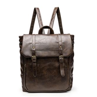 Generic Pu Leather Japanese Kawaii Backpack JK Uniform Backpack for Teenager Girl(Brown) (Dark Brown)