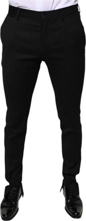 Dolce & Gabbana Zwarte Wolmix Skinny Jurk Broek - Heren - Nette broeken - Zwart - M - Wol - Broeken