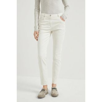 Brunello Cucinelli Off White Slim Trousers, Brand Size 44 (US Size 10)
