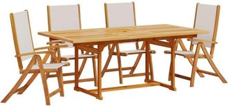 vidaXL Juego comedor de jardín 5 pzas madera maciza acacia y textileno Vidaxl