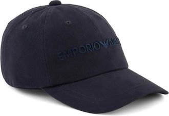 Emporio Armani logo-embroidered cap - men - Cotton - One Size - Blue