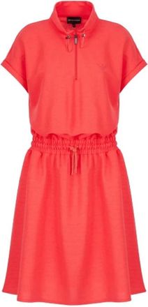 Emporio Armani Verstelbare Zip-Up Jurk - Dames - Shirt Kleedjes - Rood - XS - Katoen - Kleedjes