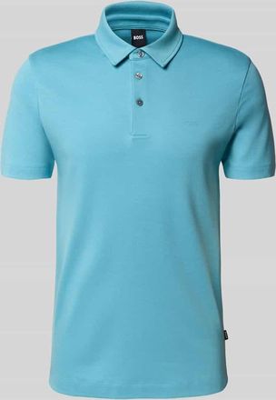 HUGO BOSS Slim Fit Poloshirt aus reiner Baumwolle in Aqua, Größe XL