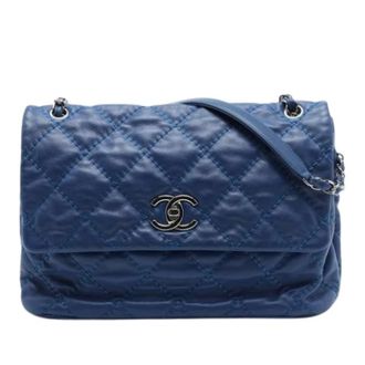 Chanel Pre-owned Quilted Shoulder Bag - Dames - Pre-owned - Blauw - Maat: ONE Size Leer