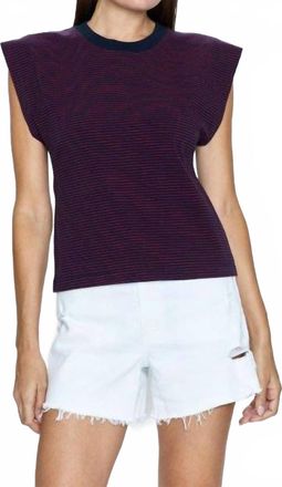 Pistola Denim Marina Wide Shoulder Muscle Tee Top In Mariners Stripe