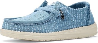 Hey Dude Wendy Frayed Canvas Womens Flat Shoes Faded Denim : 10 M, Textile