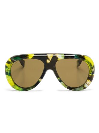 Gucci Occhiali da sole con montatura stile pilota - Verde