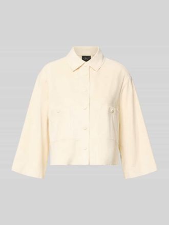 s.Oliver Black Label Boxy Fit Kurzblazer mit 1/2-Arm in Sand, Gr&ouml;&szlig;e 34