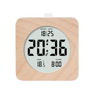 OEM Sveglia In Legno Massello, Orologio Semplice In Legno, Orologio Elettronico Lcd Multifunzionale, Forma Quadrata, Per Uso Domestico