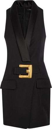 Balmain Tailored Buckle Wool Mini Dress - Black - 40 (UK12 / M)