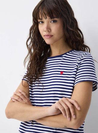 Twik Womens Small embroidery striped T-shirt Relaxed fit