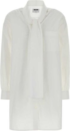 Moschino White stretch poplin shirt dress
