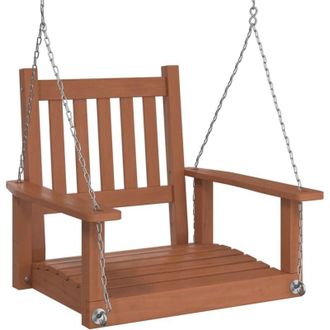 vidaXL Silla Columpio Jard&iacute;n Con Cadenas De Metal Madera Abeto Marr&oacute;n Vidaxl