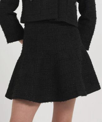 Stellah Novelty Tweed Mini Skirt In Black