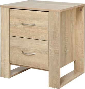 HOMCOM Mesita de noche 48x39x54 cm roble