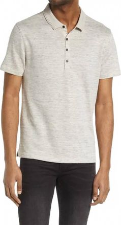 John Varvatos Linen Blend Button-Up Polo In Salt