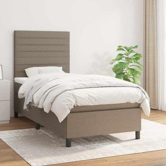 vidaXL Vidaxl - Cama Box Spring Con Colch&oacute;n Tela Gris Taupe 90x190 Cm