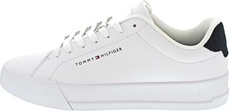 Tommy Hilfiger Mens Detail Essential Leather Court Trainers, White (White), 6.5