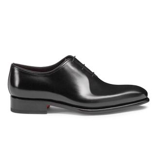 Santoni Gepolijste Leren Oxford Schoenen - Heren - Nette schoenen - Zwart - 44 EU - Leer - Schoenen