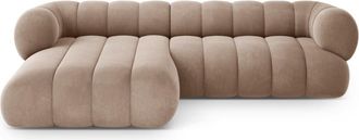 Cosmopolitan Design Sof&aacute; esquinero izquierdo 5 plazas de terciopelo beige oscuro