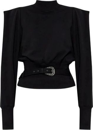 Versace Jeans Couture Hoodies & sweatvesten, Dames, Zwart, M, Katoen, Interlock Shirt met Lange Mouwen