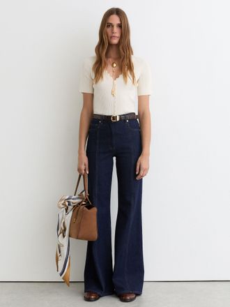 Reiss Scallop-trim Rib-knit Top, XS