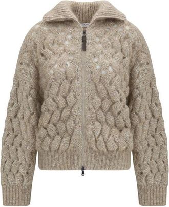 Brunello Cucinelli Beige Mohair Womens Cardigan
