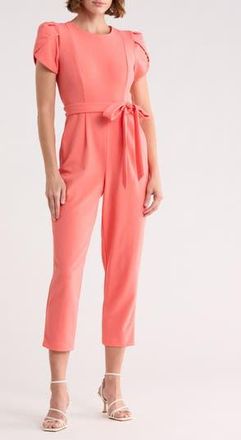Calvin Klein Tulip Sleeve Belted Jumpsuit in Rose at Nordstrom Rack, Size 10