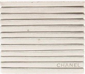 Chanel 1999 Silver Logo Square Brooch costume brooch