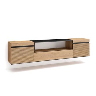 Skraut Home Skraut Home - Mueble Tv, Televisi&oacute;n, Muebles De Sal&oacute;n, Almacenaje, 200x45x35cm, Para Tv Hasta 80, Colgado, Suspendido, Estilo Moderno, Roble