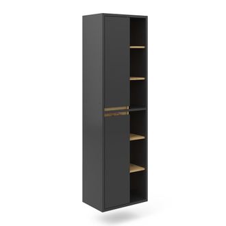 Vicco Armario De Ba&ntilde;o Viola, Antracita, 50 X 170 Cm Con Puertas Y Compartimentos Abiertos
