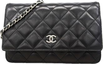 Chanel Black Leather Chain/Shoulder Wallet (Pre-Owned)