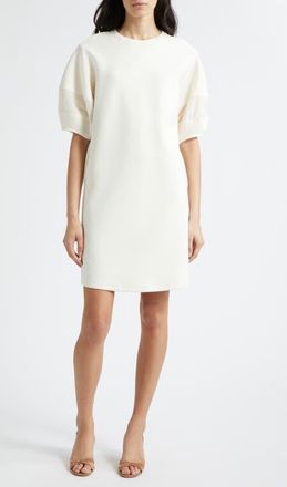 Emporio Armani Vanilla Mixed Media Cotton Blend Double Jersey Dress in Ivory at Nordstrom, Size 10 Us