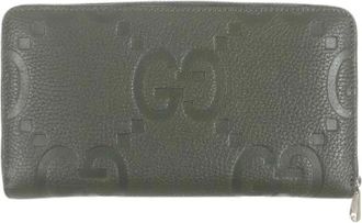 Gucci Pre-owned Wallets, male, Green, Size: ONE SIZE Pre-owned Jumbo GG Leather Long Zip Wallet