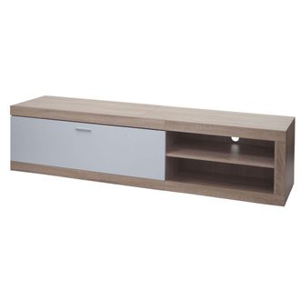 Hhg Hhg - Nunca Usado] Estanter&iacute;a Tv 637, Soporte Tv Mesa Tv Mueble Bajo Cajonera Tv, Madera 43x180x41cm Compartimento De Almacenaje, Aspecto Roble, Blanc