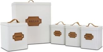 MegaChef Kitchen Food Storage and Organization 5 Piece Canister Set in White at Nordstrom