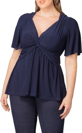 Kiyonna Abby Twist Front Top in Nouveau Navy at Nordstrom, Size 1X