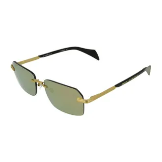 John Richmond Accessoires, Heren, Geel, ONE Size, Randloze zonnebril met bewerkte veren