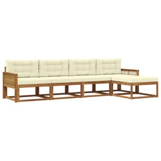 vidaXL Conjunto De Sof&aacute;s De Exterior Con Coj&iacute;n 5 Pcs Natural Y Crema Vidaxl