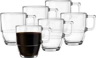 Barski Stackable Coffee Mugs, 10Oz Set Of 6