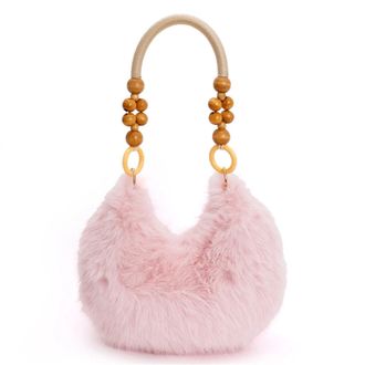 Generic Womens Plush Bags Soft Plush Shoulder Bag For Women Fuzzy Teddy Tote Handbag Top Handle Purse Elegant Ladies Crossbody Winter(Pink)