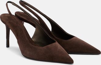 Brunello Cucinelli Monili suede slingback pumps