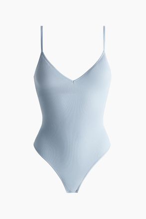 H&M Nahtloser Tangabody mit wattierten Cups - Hellblau