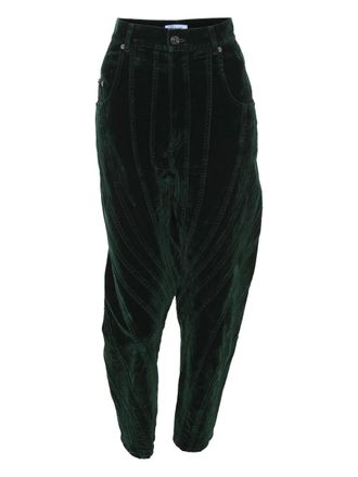 Thierry Mugler velvet trousers - women - Cotton/Polyurethane/Viscose - M - Green
