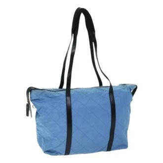 Prada Pre-owned Tote Bags, female, Blue, Size: ONE SIZE Pre-owned Nylon Tote Bag