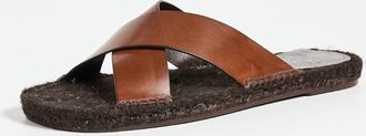 Castaner Mens Kevin Leather Slip On Sandal In Marron Chocolate